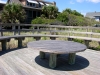 Newcastle_Pawleys Island_wood beach boardwalk with built in benches and custom wood table