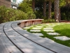 Kiawah_ custom curved wooden bench with green grid